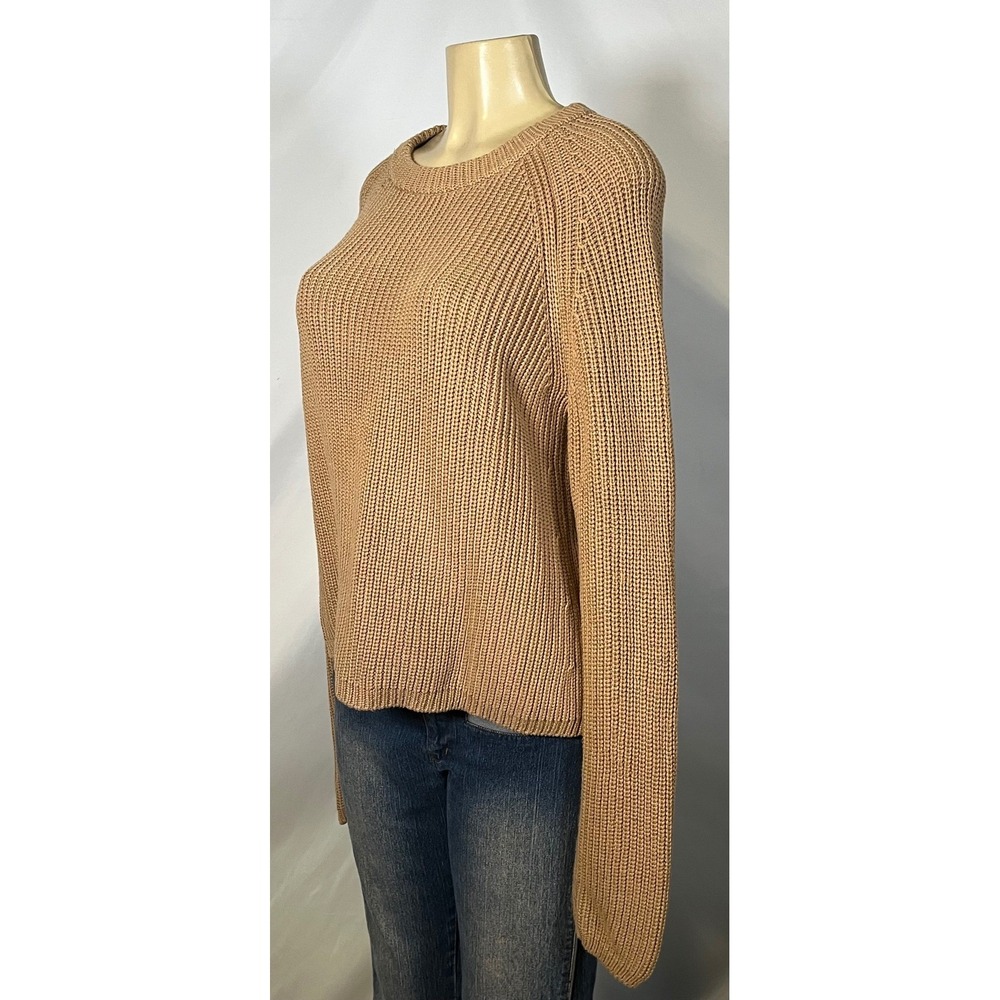 Quince 100% Organic Cotton Fisherman Crew Sweater Camel Brown Size L CGC01-5708 - Picture 2 of 11